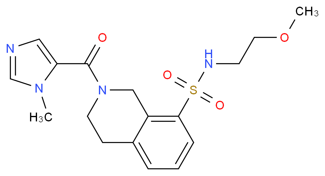 N-(2-methoxyethyl)-2-[(1-methyl-1H-imidazol-5-yl)carbonyl]-1,2,3,4-tetrahydroisoquinoline-8-sulfonamide_分子结构_CAS_)