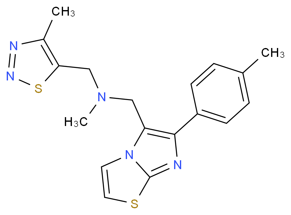 N-methyl-1-[6-(4-methylphenyl)imidazo[2,1-b][1,3]thiazol-5-yl]-N-[(4-methyl-1,2,3-thiadiazol-5-yl)methyl]methanamine_分子结构_CAS_)