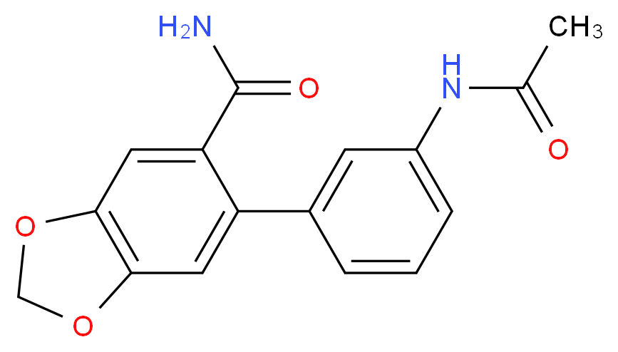 6-[3-(acetylamino)phenyl]-1,3-benzodioxole-5-carboxamide_分子结构_CAS_)
