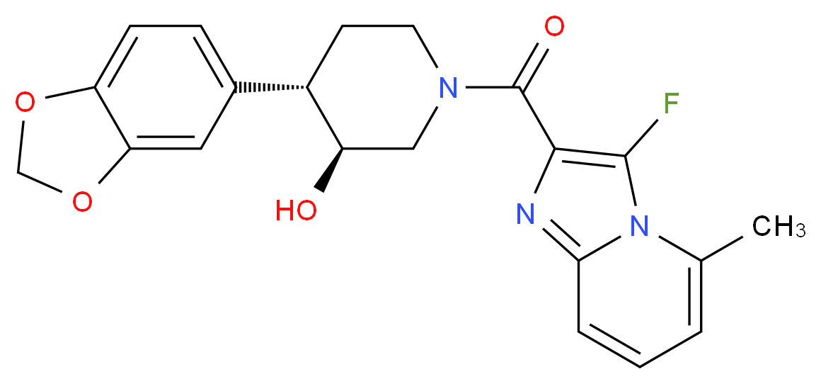 (3S*,4S*)-4-(1,3-benzodioxol-5-yl)-1-[(3-fluoro-5-methylimidazo[1,2-a]pyridin-2-yl)carbonyl]piperidin-3-ol_分子结构_CAS_)