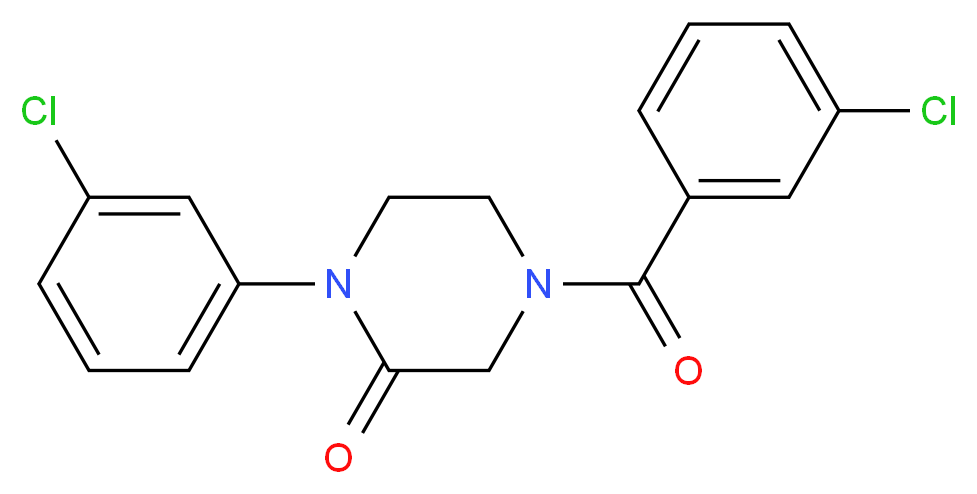 4-(3-chlorobenzoyl)-1-(3-chlorophenyl)-2-piperazinone_分子结构_CAS_)