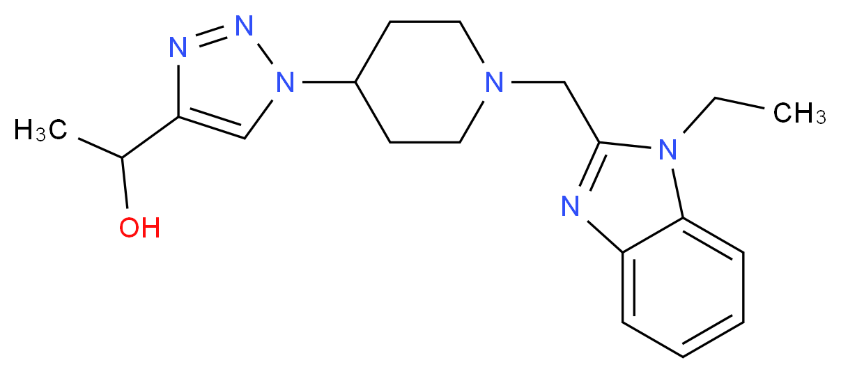 1-(1-{1-[(1-ethyl-1H-benzimidazol-2-yl)methyl]-4-piperidinyl}-1H-1,2,3-triazol-4-yl)ethanol_分子结构_CAS_)