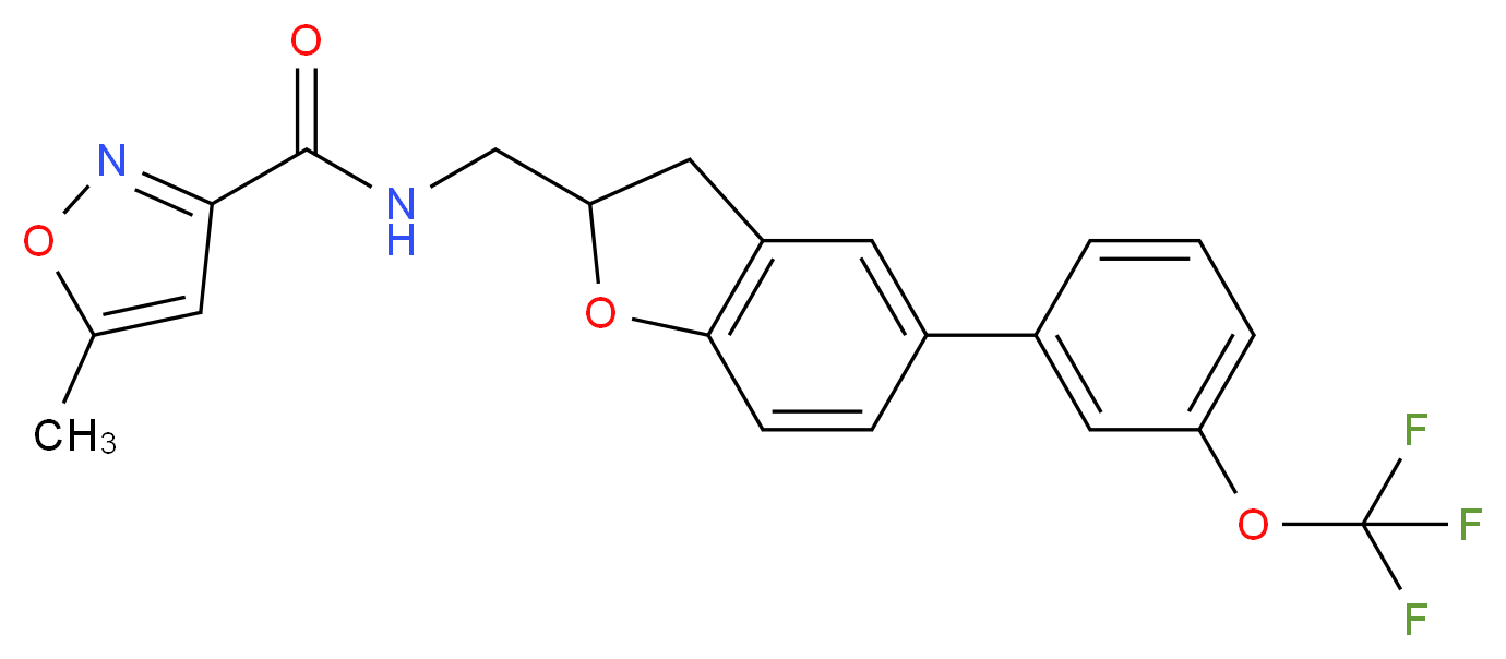 5-methyl-N-({5-[3-(trifluoromethoxy)phenyl]-2,3-dihydro-1-benzofuran-2-yl}methyl)-3-isoxazolecarboxamide_分子结构_CAS_)