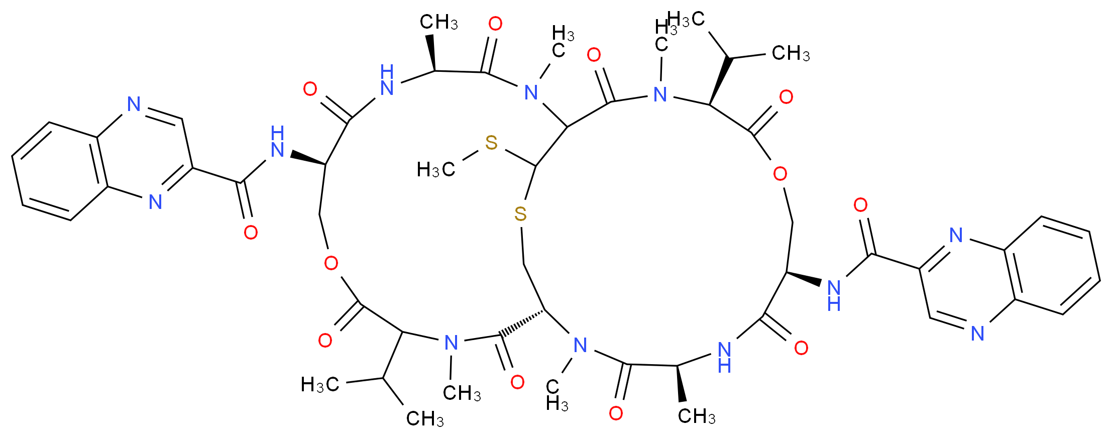 Quinomycin A (Echinomycin)_分子结构_CAS_512-64-1,11016-61-8)