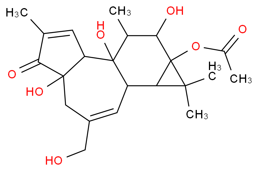 1,6,14-trihydroxy-8-(hydroxymethyl)-4,12,12,15-tetramethyl-5-oxotetracyclo[8.5.0.0^{2,6}.0^{11,13}]pentadeca-3,8-dien-13-yl acetate_分子结构_CAS_32752-29-7