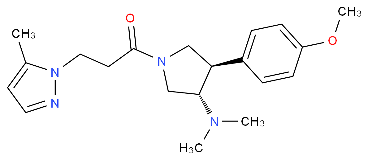 (3S*,4R*)-4-(4-methoxyphenyl)-N,N-dimethyl-1-[3-(5-methyl-1H-pyrazol-1-yl)propanoyl]-3-pyrrolidinamine_分子结构_CAS_)