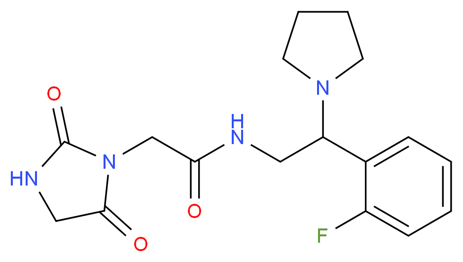 2-(2,5-dioxo-1-imidazolidinyl)-N-[2-(2-fluorophenyl)-2-(1-pyrrolidinyl)ethyl]acetamide_分子结构_CAS_)