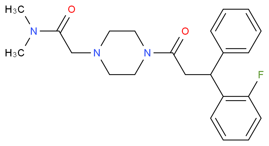 2-{4-[3-(2-fluorophenyl)-3-phenylpropanoyl]-1-piperazinyl}-N,N-dimethylacetamide_分子结构_CAS_)
