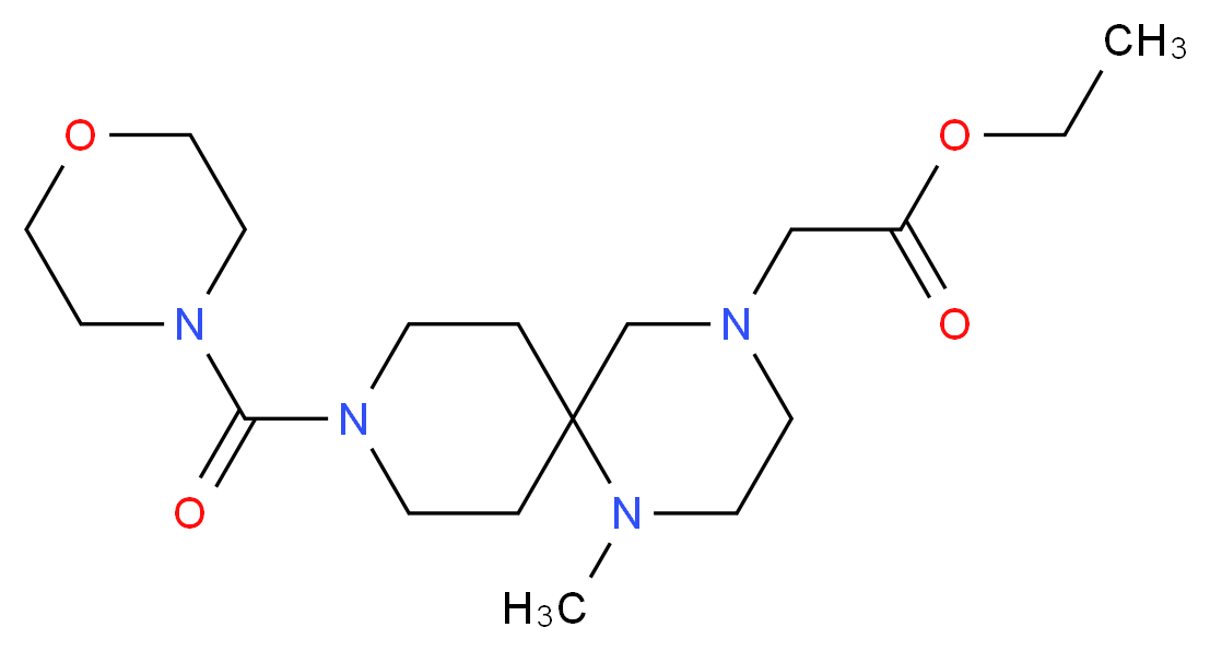 ethyl [1-methyl-9-(morpholin-4-ylcarbonyl)-1,4,9-triazaspiro[5.5]undec-4-yl]acetate_分子结构_CAS_)