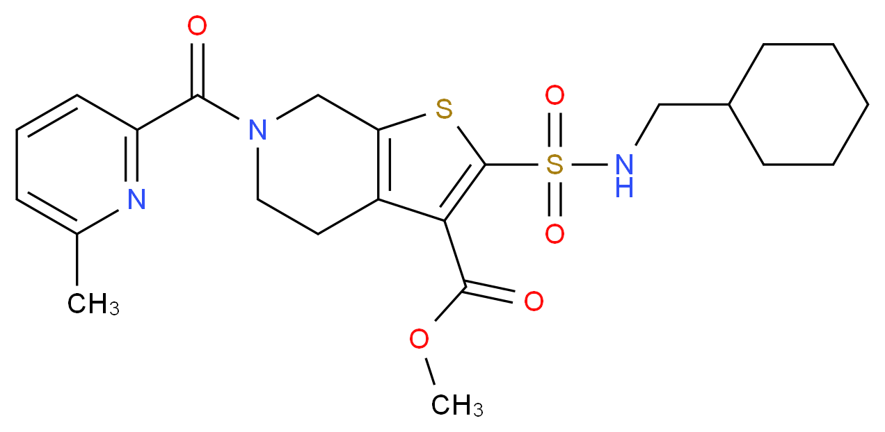 methyl 2-{[(cyclohexylmethyl)amino]sulfonyl}-6-[(6-methyl-2-pyridinyl)carbonyl]-4,5,6,7-tetrahydrothieno[2,3-c]pyridine-3-carboxylate_分子结构_CAS_)