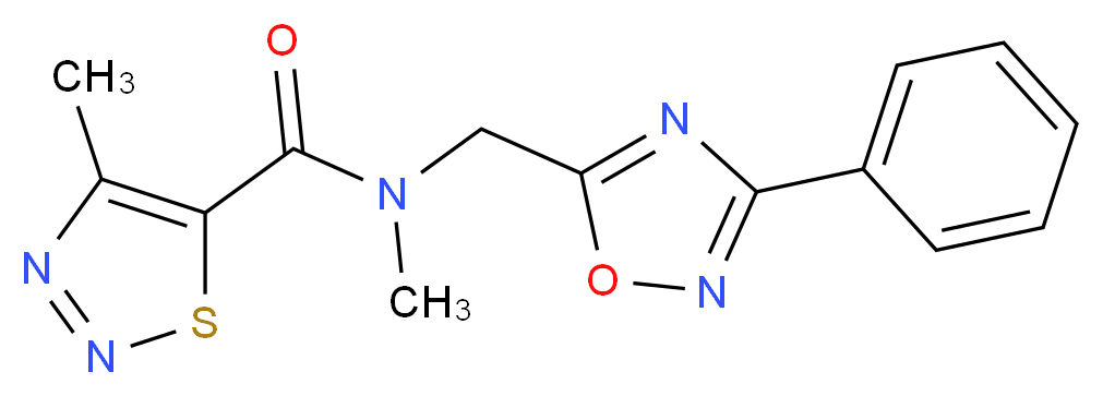 N,4-dimethyl-N-[(3-phenyl-1,2,4-oxadiazol-5-yl)methyl]-1,2,3-thiadiazole-5-carboxamide_分子结构_CAS_)