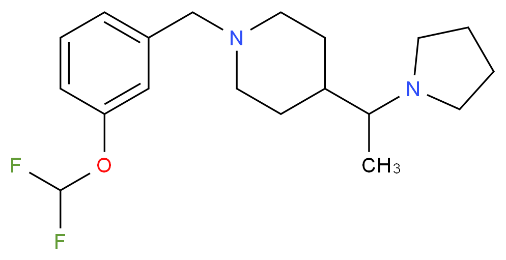 1-[3-(difluoromethoxy)benzyl]-4-[1-(1-pyrrolidinyl)ethyl]piperidine_分子结构_CAS_)
