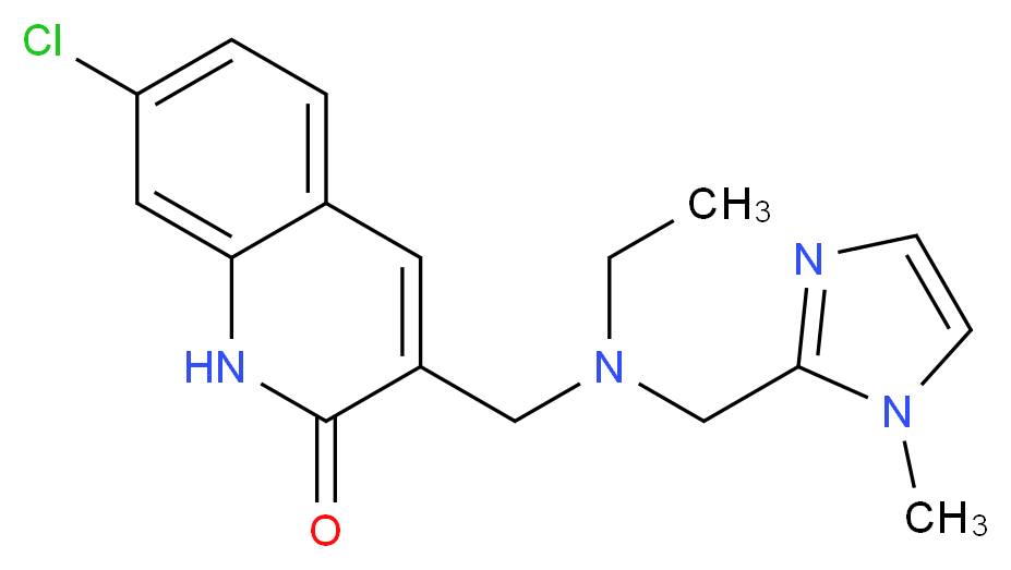 7-chloro-3-({ethyl[(1-methyl-1H-imidazol-2-yl)methyl]amino}methyl)quinolin-2(1H)-one_分子结构_CAS_)