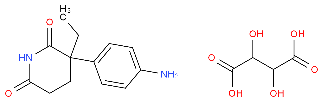 2,3-dihydroxybutanedioic acid; 3-(4-aminophenyl)-3-ethylpiperidine-2,6-dione_分子结构_CAS_57344-88-4