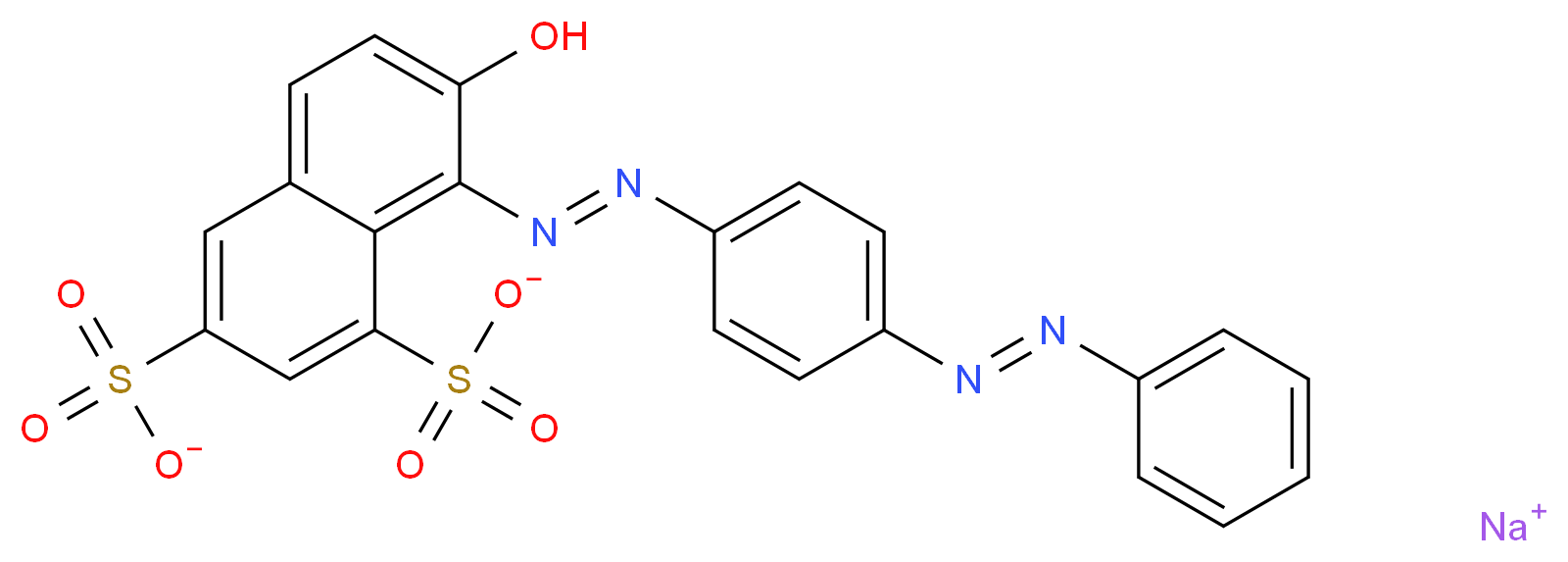 sodium 7-hydroxy-8-[(E)-2-{4-[(E)-2-phenyldiazen-1-yl]phenyl}diazen-1-yl]naphthalene-1,3-disulfonate_分子结构_CAS_5413-75-2