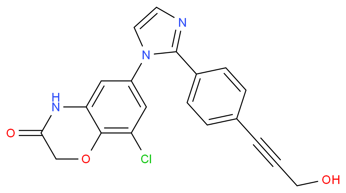 8-chloro-6-{2-[4-(3-hydroxyprop-1-yn-1-yl)phenyl]-1H-imidazol-1-yl}-2H-1,4-benzoxazin-3(4H)-one_分子结构_CAS_)