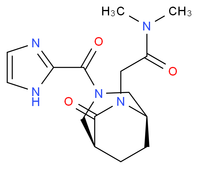 2-[(1S*,5R*)-3-(1H-imidazol-2-ylcarbonyl)-7-oxo-3,6-diazabicyclo[3.2.2]non-6-yl]-N,N-dimethylacetamide_分子结构_CAS_)