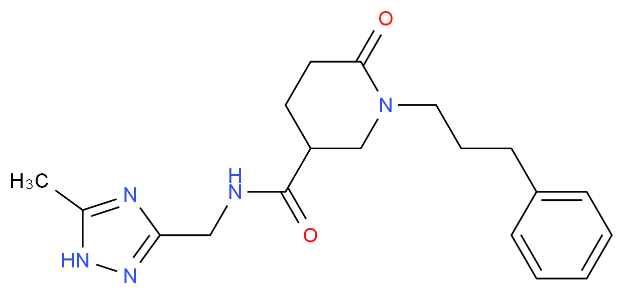 N-[(5-methyl-1H-1,2,4-triazol-3-yl)methyl]-6-oxo-1-(3-phenylpropyl)-3-piperidinecarboxamide_分子结构_CAS_)