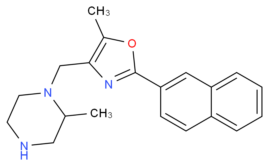 2-methyl-1-{[5-methyl-2-(2-naphthyl)-1,3-oxazol-4-yl]methyl}piperazine_分子结构_CAS_)