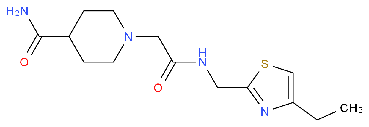 1-(2-{[(4-ethyl-1,3-thiazol-2-yl)methyl]amino}-2-oxoethyl)-4-piperidinecarboxamide_分子结构_CAS_)
