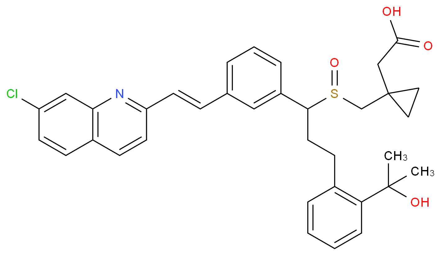 2-{1-[(1-{3-[(E)-2-(7-chloroquinolin-2-yl)ethenyl]phenyl}-3-[2-(2-hydroxypropan-2-yl)phenyl]propanesulfinyl)methyl]cyclopropyl}acetic acid_分子结构_CAS_909849-96-3