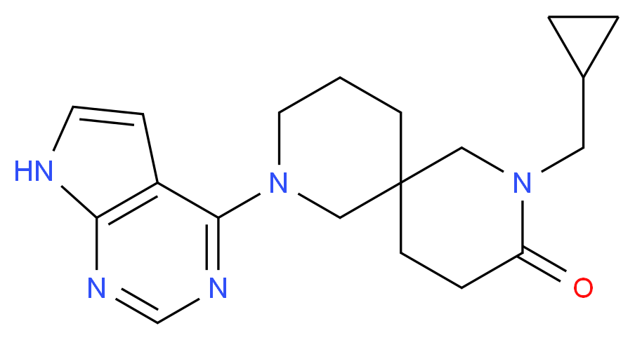 2-(cyclopropylmethyl)-8-(7H-pyrrolo[2,3-d]pyrimidin-4-yl)-2,8-diazaspiro[5.5]undecan-3-one_分子结构_CAS_)