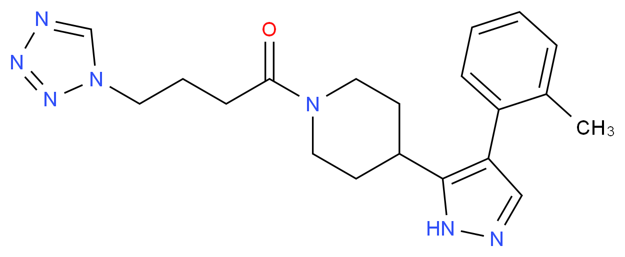 4-[4-(2-methylphenyl)-1H-pyrazol-5-yl]-1-[4-(1H-tetrazol-1-yl)butanoyl]piperidine_分子结构_CAS_)