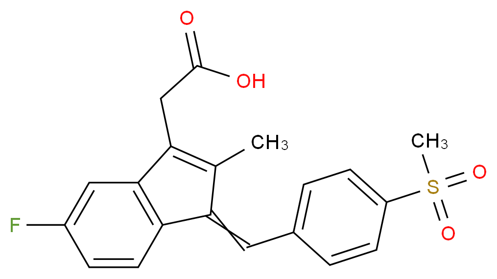 2-{5-fluoro-1-[(4-methanesulfonylphenyl)methylidene]-2-methyl-1H-inden-3-yl}acetic acid_分子结构_CAS_59864-04-9