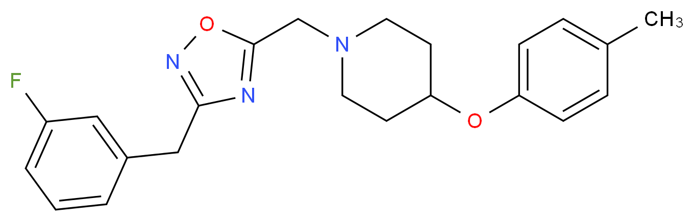 1-{[3-(3-fluorobenzyl)-1,2,4-oxadiazol-5-yl]methyl}-4-(4-methylphenoxy)piperidine_分子结构_CAS_)