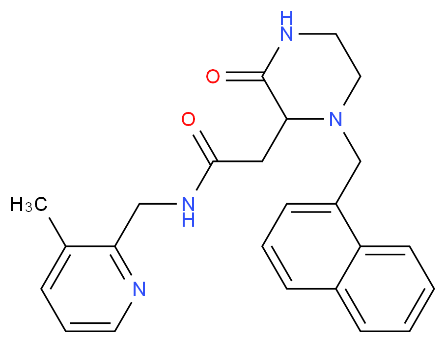 N-[(3-methyl-2-pyridinyl)methyl]-2-[1-(1-naphthylmethyl)-3-oxo-2-piperazinyl]acetamide_分子结构_CAS_)