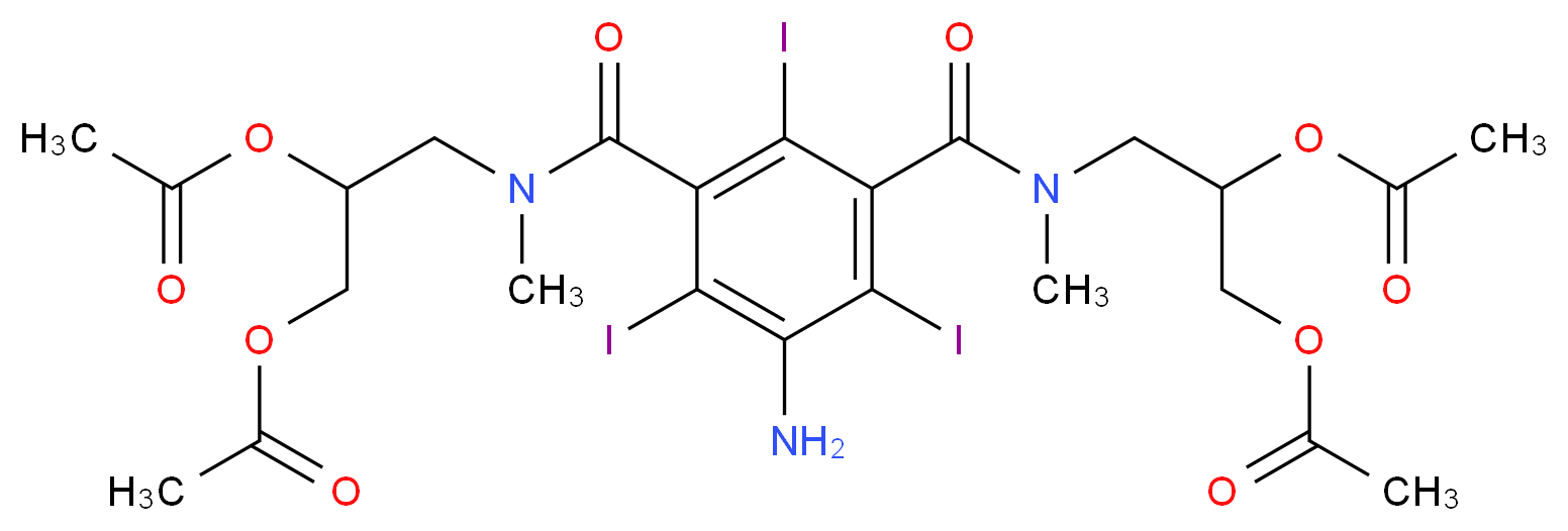 5-Amino-N,N'-bis[2,3-bis(acetyloxy)propyl]-2,4,6-triiodo-N,N'-dimethyl-1,3-benzenedicarboxamide_分子结构_CAS_610783-35-2)