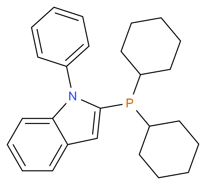 2-(二环己基膦)-1-苯基吲哚_分子结构_CAS_740815-36-5)