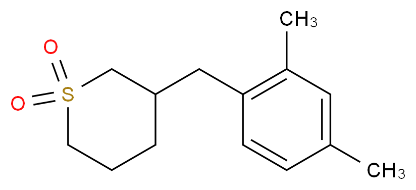 3-(2,4-dimethylbenzyl)tetrahydro-2H-thiopyran 1,1-dioxide_分子结构_CAS_)