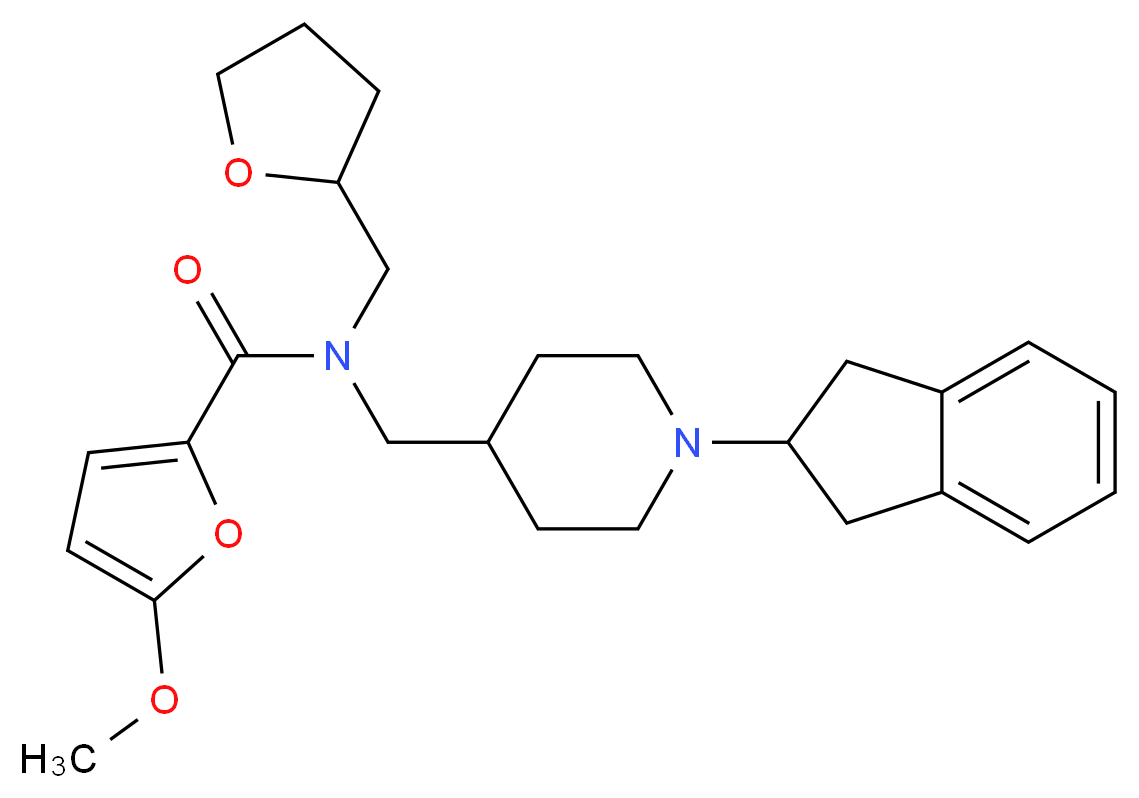 N-{[1-(2,3-dihydro-1H-inden-2-yl)-4-piperidinyl]methyl}-5-methoxy-N-(tetrahydro-2-furanylmethyl)-2-furamide_分子结构_CAS_)
