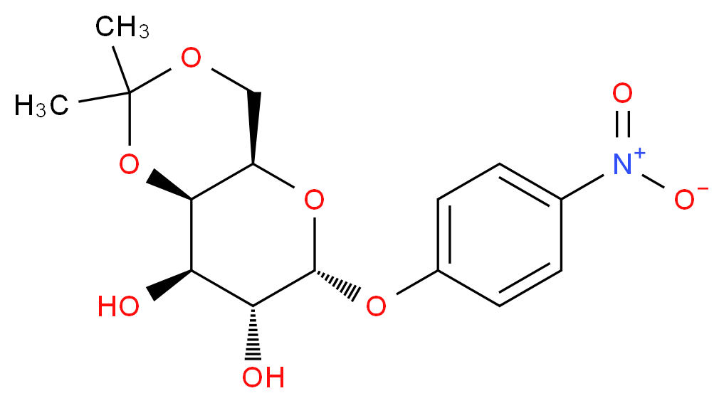 (4aR,6R,7R,8R,8aR)-2,2-dimethyl-6-(4-nitrophenoxy)-hexahydro-2H-pyrano[3,2-d][1,3]dioxine-7,8-diol_分子结构_CAS_29781-31-5