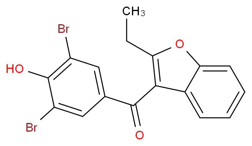 2,6-dibromo-4-(2-ethyl-1-benzofuran-3-carbonyl)phenol_分子结构_CAS_3562-84-3