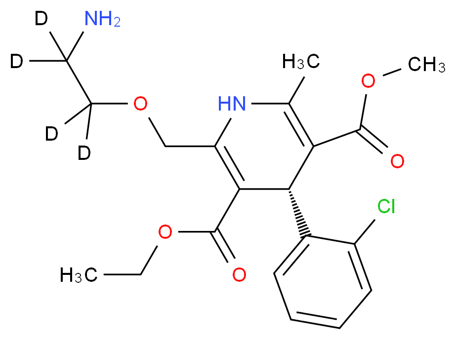 3-ethyl 5-methyl (4S)-2-{[2-amino(<sup>2</sup>H<sub>4</sub>)ethoxy]methyl}-4-(2-chlorophenyl)-6-methyl-1,4-dihydropyridine-3,5-dicarboxylate_分子结构_CAS_1346616-97-4