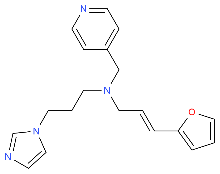 (2E)-3-(2-furyl)-N-[3-(1H-imidazol-1-yl)propyl]-N-(pyridin-4-ylmethyl)prop-2-en-1-amine_分子结构_CAS_)