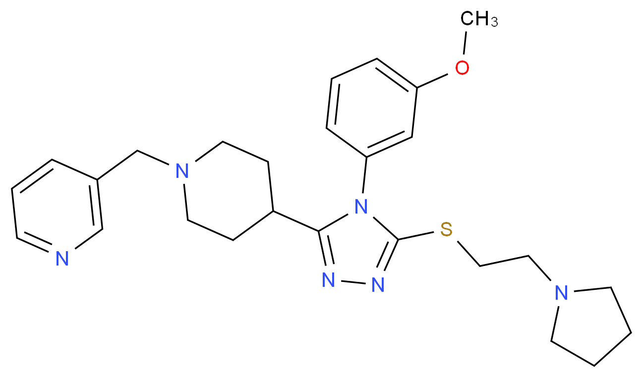 3-{[4-(4-(3-methoxyphenyl)-5-{[2-(1-pyrrolidinyl)ethyl]thio}-4H-1,2,4-triazol-3-yl)-1-piperidinyl]methyl}pyridine_分子结构_CAS_)