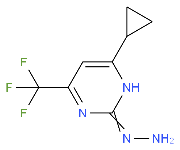 6-cyclopropyl-2-hydrazinylidene-4-(trifluoromethyl)-1,2-dihydropyrimidine_分子结构_CAS_869945-40-4