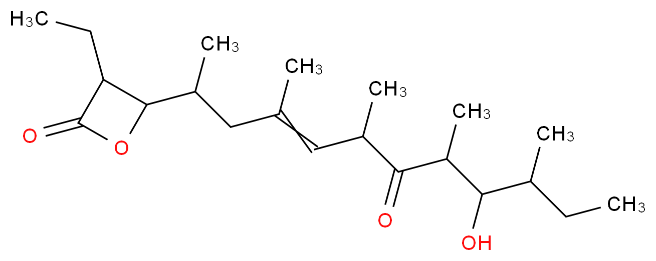 3-ethyl-4-(9-hydroxy-4,6,8,10-tetramethyl-7-oxododec-4-en-2-yl)oxetan-2-one_分子结构_CAS_76808-15-6