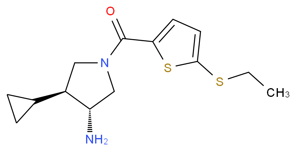 (3R*,4S*)-4-cyclopropyl-1-{[5-(ethylthio)-2-thienyl]carbonyl}pyrrolidin-3-amine_分子结构_CAS_)