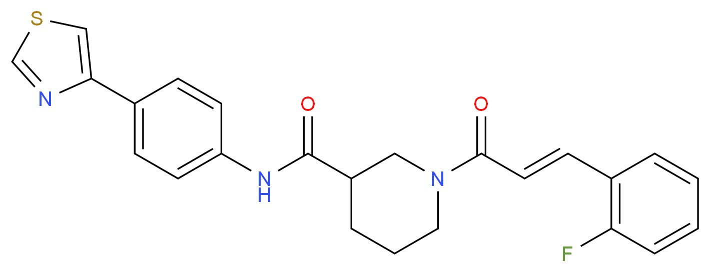 1-[(2E)-3-(2-fluorophenyl)-2-propenoyl]-N-[4-(1,3-thiazol-4-yl)phenyl]-3-piperidinecarboxamide_分子结构_CAS_)