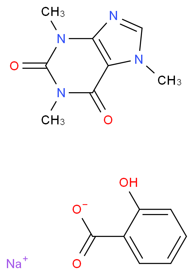 sodium 1,3,7-trimethyl-2,3,6,7-tetrahydro-1H-purine-2,6-dione 2-hydroxybenzoate_分子结构_CAS_8002-85-5