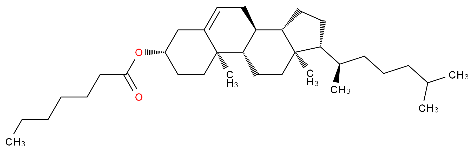 (1S,2R,5S,10S,11S,14R,15R)-2,15-dimethyl-14-[(2R)-6-methylheptan-2-yl]tetracyclo[8.7.0.0<sup>2</sup>,<sup>7</sup>.0<sup>1</sup><sup>1</sup>,<sup>1</sup><sup>5</sup>]heptadec-7-en-5-yl heptanoate_分子结构_CAS_1182-07-6