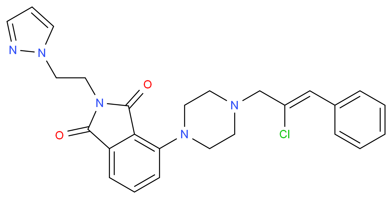 4-{4-[(2Z)-2-chloro-3-phenyl-2-propen-1-yl]-1-piperazinyl}-2-[2-(1H-pyrazol-1-yl)ethyl]-1H-isoindole-1,3(2H)-dione_分子结构_CAS_)