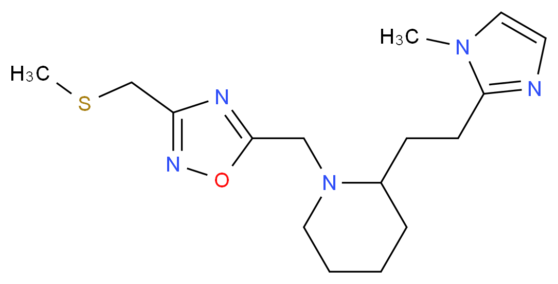 2-[2-(1-methyl-1H-imidazol-2-yl)ethyl]-1-({3-[(methylthio)methyl]-1,2,4-oxadiazol-5-yl}methyl)piperidine_分子结构_CAS_)