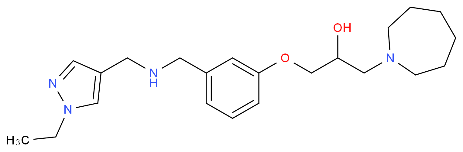 1-(1-azepanyl)-3-[3-({[(1-ethyl-1H-pyrazol-4-yl)methyl]amino}methyl)phenoxy]-2-propanol_分子结构_CAS_)