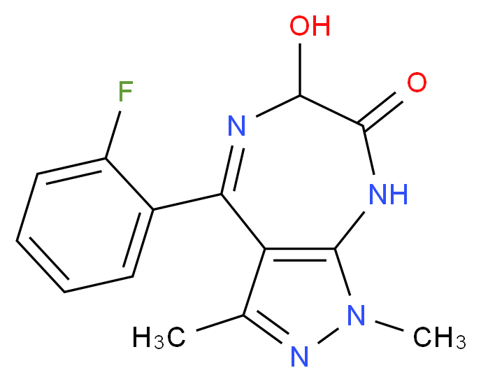 4-(2-fluorophenyl)-6-hydroxy-1,3-dimethyl-1H,6H,7H,8H-pyrazolo[3,4-e][1,4]diazepin-7-one_分子结构_CAS_55199-56-9