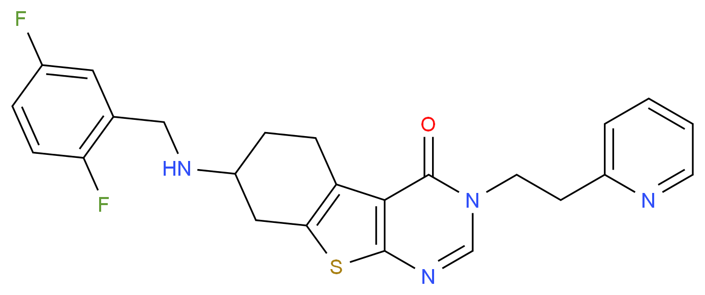 7-[(2,5-difluorobenzyl)amino]-3-[2-(2-pyridinyl)ethyl]-5,6,7,8-tetrahydro[1]benzothieno[2,3-d]pyrimidin-4(3H)-one_分子结构_CAS_)